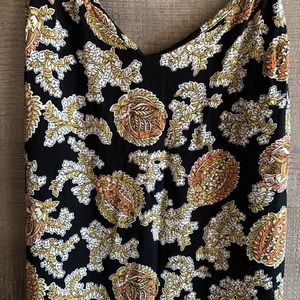REFORMATION SLIP DRESS BLACK BEIGE FLOWERS SIZE 8